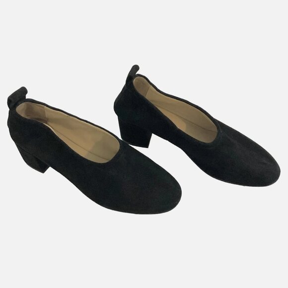 Sabrinas Black Suede Leather Comfort Block Heel Shoes size 41 (9) - Picture 1 of 7